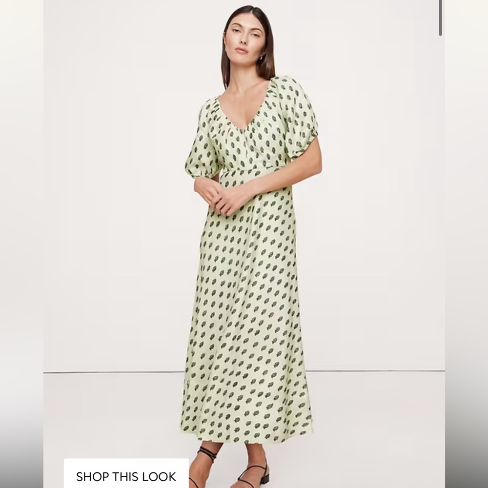 NWT Banana Republic Viscose Linen Ruched Maxi Dress